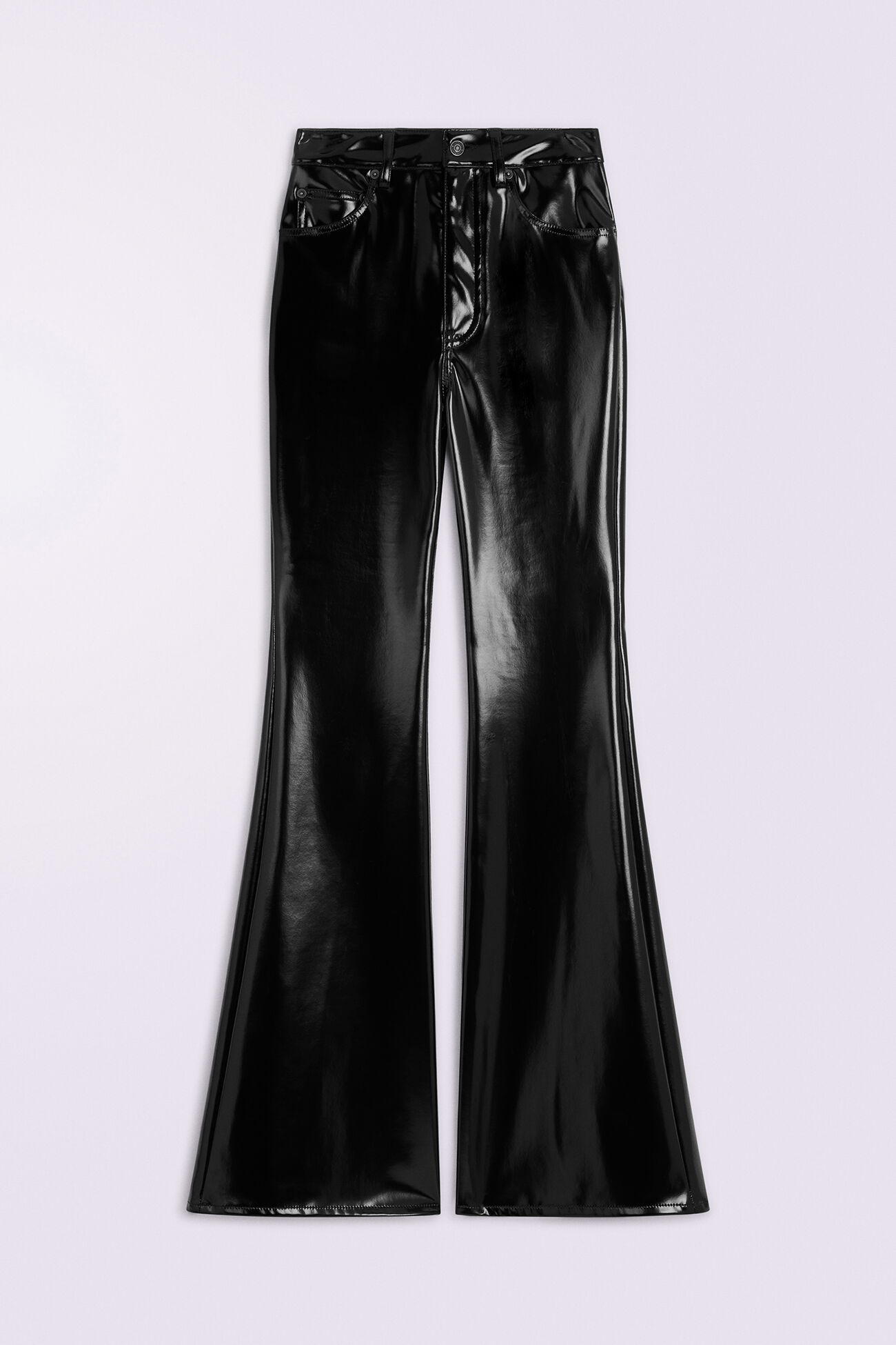 Vinyl Flared Trousers Black